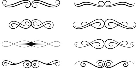 Obraz premium Black decorative flourishes and dividers on white background 1