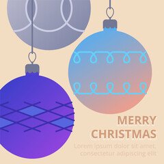 Brightly colored Christmas ornaments hanging against soft background. Ornament creating festive atmosphere for holiday season. Cheerful xmas background