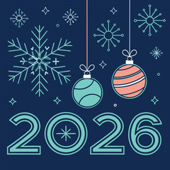 Chinese Happy New Year 2026 banner with golden text and ribbon on red background. Vector illustration.