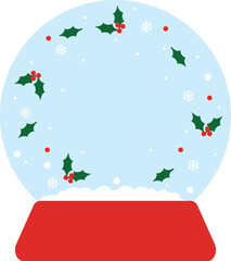 Simple Holly Snow Globe Frame Illustration