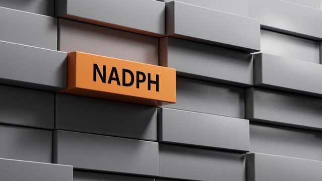 The word NADPH is written on metal blocks. Medical concept.close up of metal blocks,Business Concept.3D rendering.