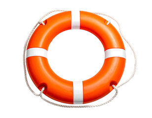 Bright Orange Lifebuoy Ring with Rope Details