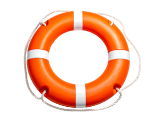 Bright Orange Lifebuoy Ring with Rope Details