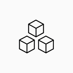 3d cube icon set silhoutte vector style template