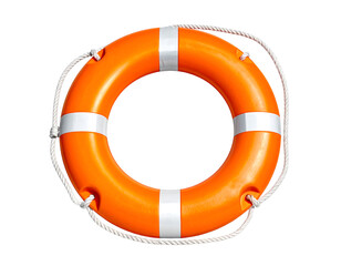 Bright Orange Lifebuoy with White Rope Details