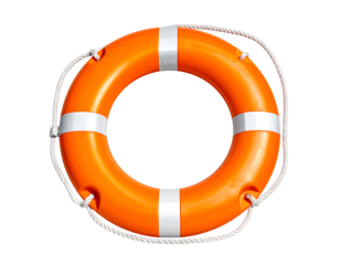 Bright Orange Lifebuoy with White Rope Details