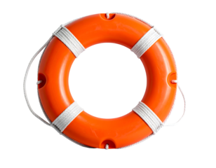 Bright Orange Lifebuoy with White Rope Details