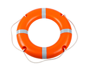 Bright Orange Lifebuoy Ring with White Rope Details