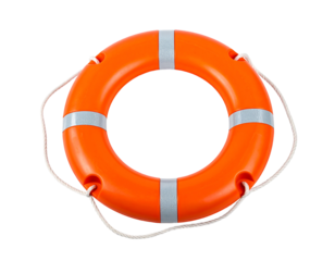 Bright Orange Lifebuoy Ring with White Rope Details