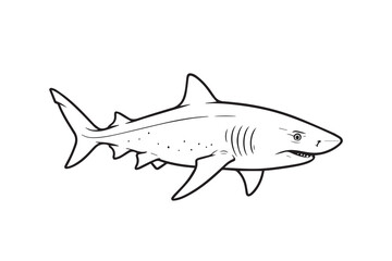 A simple vector illustration of a sand shark swimming calmly through clear water, its smooth body and gentle curves drawn in a clean minimalist style that highlights its natural form.