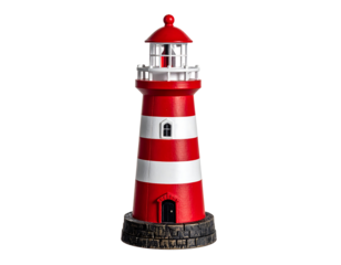 Miniature Red and White Striped Lighthouse Model