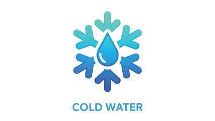 Obraz premium A blue snowflake design with a water droplet at its center labeled cold water