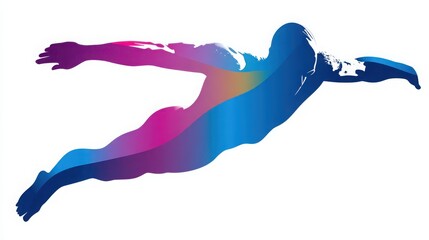 Fototapeta premium Dynamic Silhouette of an Athlete in Motion with Vibrant Colors