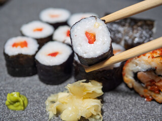 Delicious Varieties of Sushi: Paprika Hosomaki, Futomaki