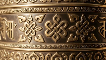 Buddhist Prayer Wheel Close-Up Texture