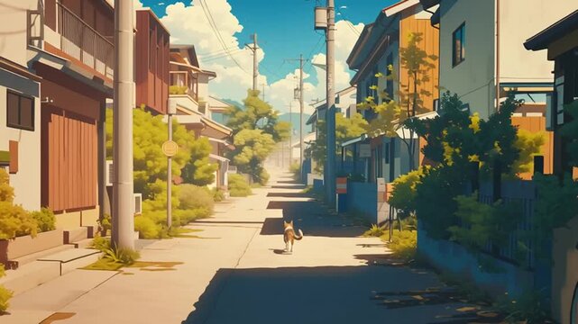 イラスト調のノスタルジックな日本の風景
