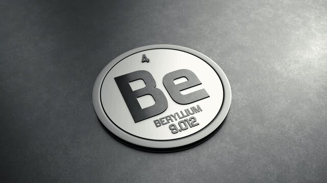 Beryllium Element from Periodic Table Round Shiny Metallic Icon