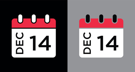 calendar - December 14 icon illustration isolated vector sign symbol