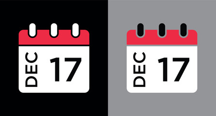 calendar - December 17 icon illustration isolated vector sign symbol