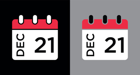 calendar - December 21 icon illustration isolated vector sign symbol