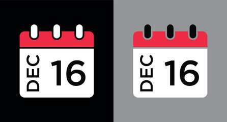 calendar - December 16 icon illustration isolated vector sign symbol