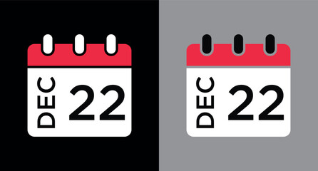 calendar - December 22 icon illustration isolated vector sign symbol