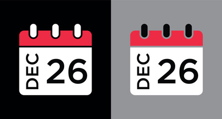 calendar - December 26 icon illustration isolated vector sign symbol