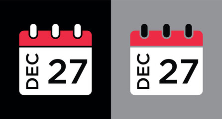 calendar - December 27 icon illustration isolated vector sign symbol