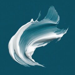 Abstract paint stroke, white and teal