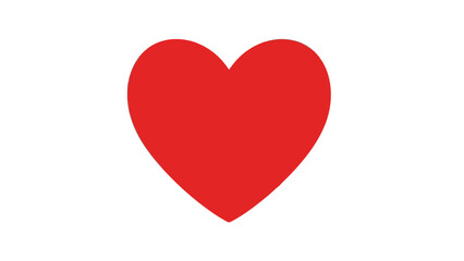 Simple Red Heart Icon on White Background - Symbol of Love and Romance