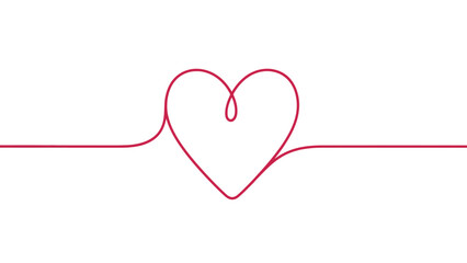Minimalist Continuous Heart Symbol Drawn with Red Wire on White Background