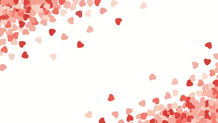 Scattered Red and Pink Heart Confetti on a White Background for Valentine's Day
