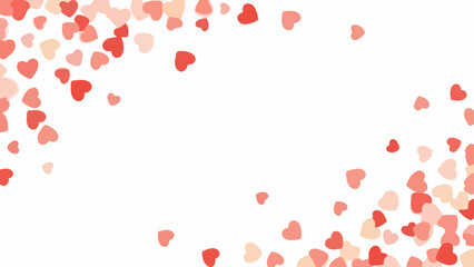 Colorful Heart Shapes Falling on White Background, Valentine's Day Background