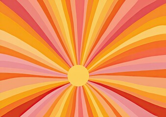 Obraz premium Retro sunburst pattern with gradient orange, pink, and yellow hues