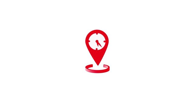 Red Location Pin Icon with Compass Dial on White Background map marker navigation