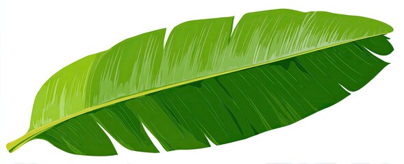 A single, large, green leaf with prominent veins and a yellow stem against a white background