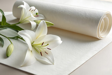 White Cotton Paper With Floral Decoration