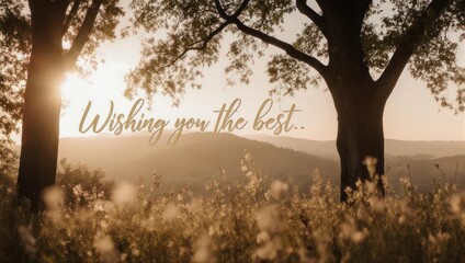 Serene Landscape with Warm Sunlight and Best Wishes.