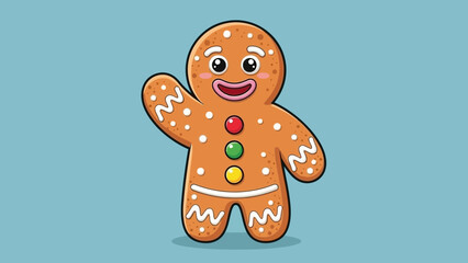 Gingerbread Man's Delight: A jovial gingerbread man, adorned with sweet details, offers a warm wave. This cheerful illustration embodies the joy of the holiday season and homemade treats.