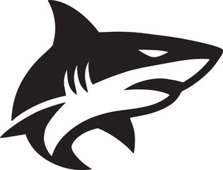 Obraz premium Aggressive Shark Head Silhouette in Minimal Marine Vector Style