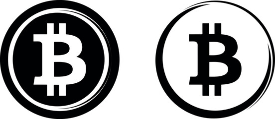 Bitcoin Symbol in Black and White Contrast Cryptocurrency Concept.