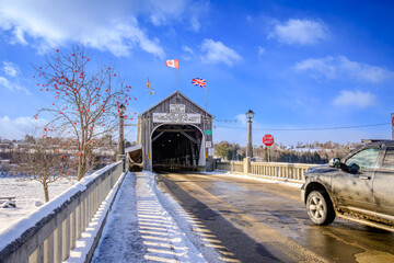 Hartland Covered Bridge National Historic Site in Winter New Brunswick Canada