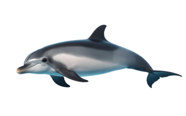 Bottlenose dolphin swimming gracefully underwater in a dark ocean environment