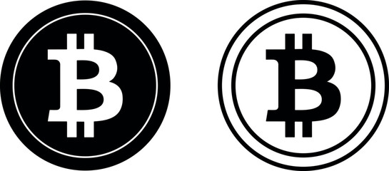 Bitcoin symbol sign for digital currency. Cryptocurrency to use for buttons or websites. Security concept. Golden gray bitcoin illustration.