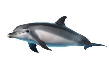 Obraz premium Bottlenose dolphin swimming gracefully underwater in a dark ocean environment