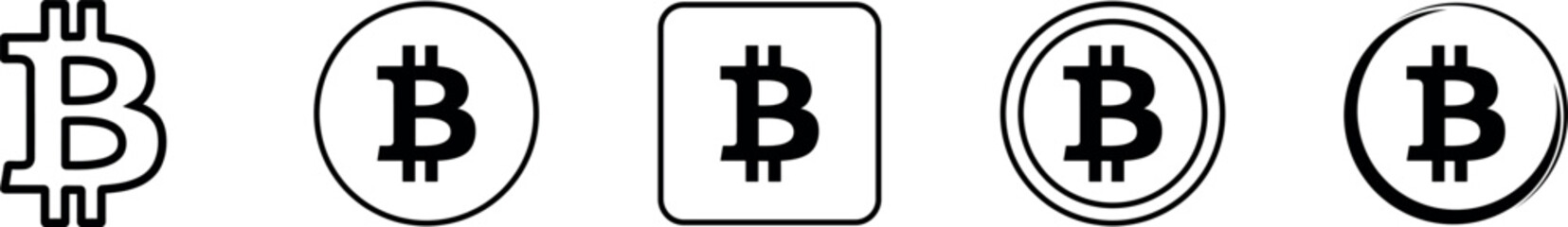 Bitcoin currency symbol. Bitcoin icon sign. Bitcoin logo sillhouette. Cryptocurrency, payment, blockchain, money, trade