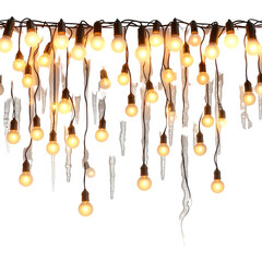 Illuminated Icicles: A festive display of string lights casting a warm glow, adorned with translucent icicles.