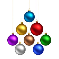 Christmas Ornaments: A cluster of colorful Christmas ornaments hanging, capturing the festive spirit and vibrant hues, ready to deck the halls.