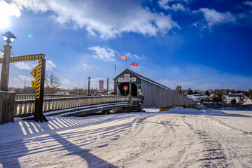 Hartland Covered Bridge National Historic Site in Winter New Brunswick Canada