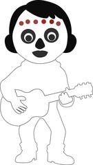 Cartoon character playing guitar silhouette